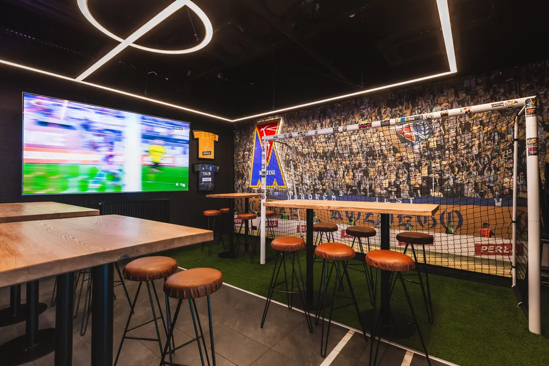 Wnętrze Perła Sport Pub – case study Pracowni Lis
